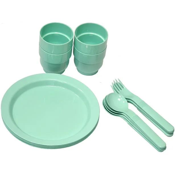 Nowy ZESTAW NACZYŃ + SZTUĆCE PLASTIKOWE KPL. 4SZT