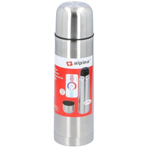 TERMOS TERMICZNY TURYSTYCZNY 750ML SREBRNY ALPINA Oferta limitowana