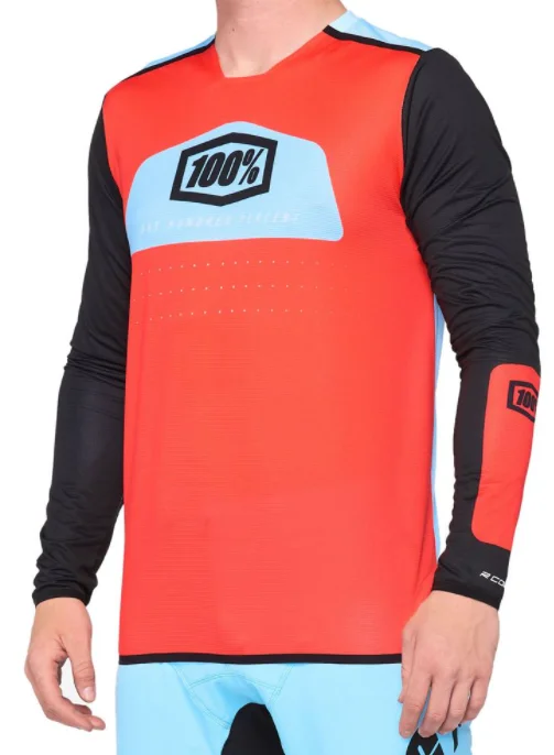 Koszulka 100% R-CORE X długi rękaw fluo red Promocja