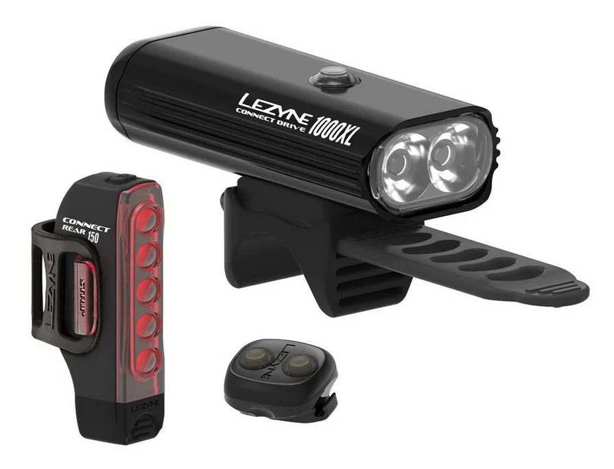 Super okazja Zestaw lampki LEZYNE CONNECT DRIVE PRO 1000XL / STRIP CONNECT przód 1000, tył 150