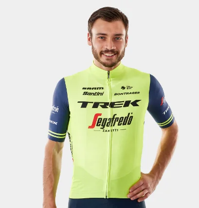 Koszulka Santini Trek-Segafredo Replica L ŹŁTY RADIOACTIVE/CIEMNONIEBIESKI Tani
