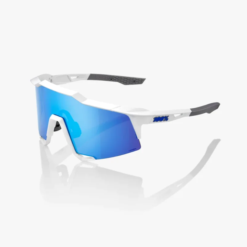 Taniej Okulary 100% SPEEDCRAFT Matte White - HiPER Blue M