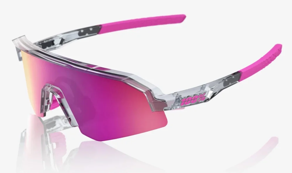 Ograniczona ilość Okulary 100% SLENDALE SL - Polished TranslucentGrey - Purple Multilayer Mirror
