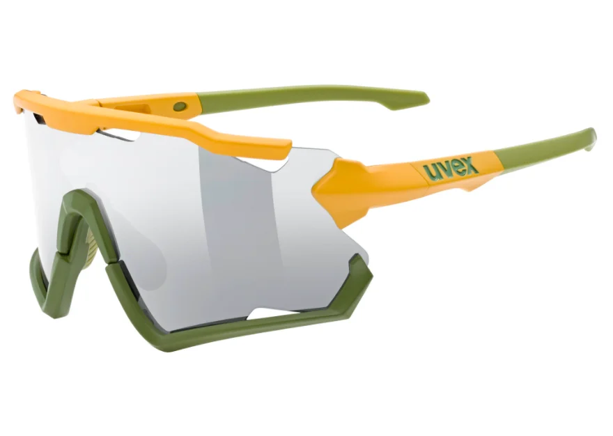 Premium UVEX Okulary Sportstyle 228 mustard olive mat mirror silver (cat. 3)