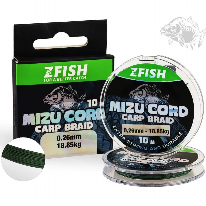 Wysoka jakość Plecionka Zfish Mizucord Carp Braid Line 0,20mm 10m 15,22kg