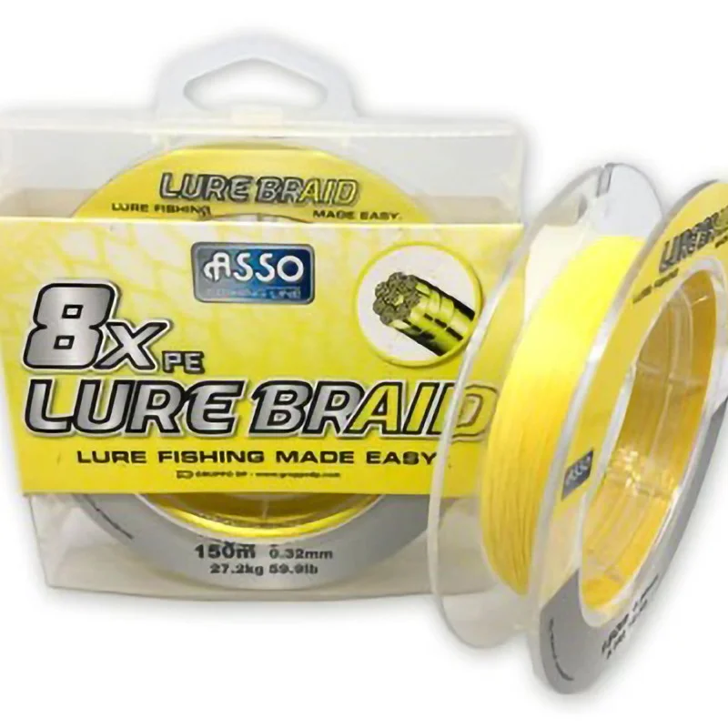 Szybka wysyłka Plecionka Asso 8XPE Lure Braid St Spool Yellow-10 8x50den 0,14mm 300m