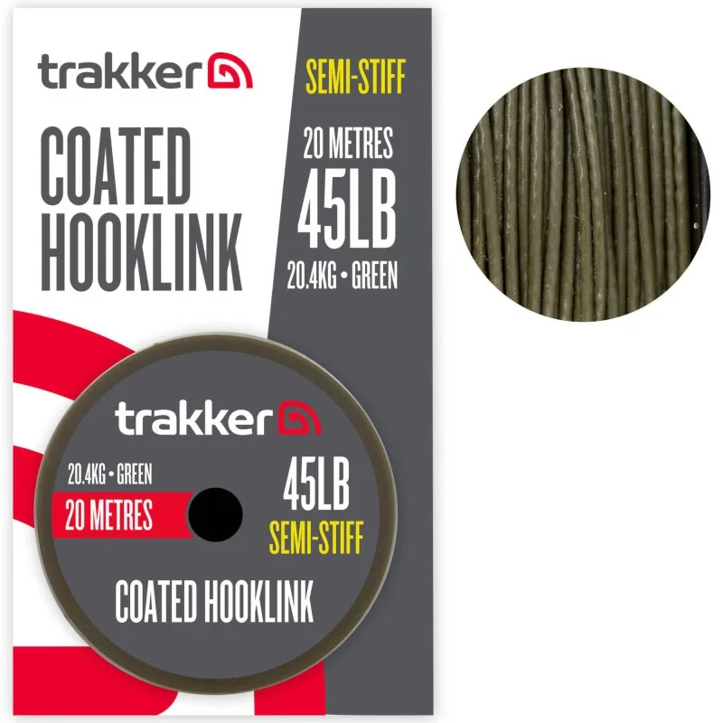 Dostępne od ręki Plecionka W Otulinie Trakker Semi Stiff Coated Hooklink - 45lb 20.4kg