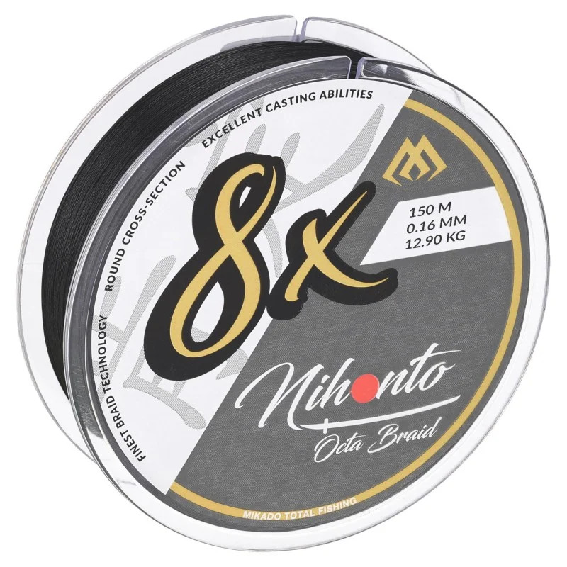 Ostatnie sztuki Plecionka Mikado Nihonto Octa Braid 0.14mm/10.15kg/150m - Czarna