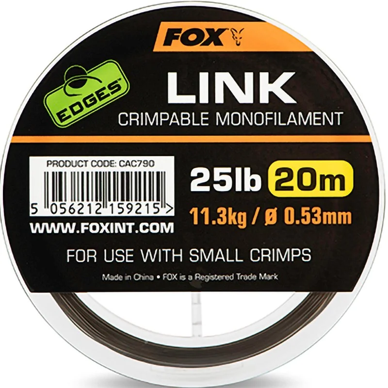 Materiał przyponowy Fox Edges Link Trans Khaki Crimpable Monofilament 35lb 20m Łatwy zwrot