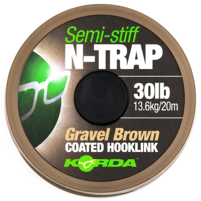 Bezpieczna płatność Plecionka Korda Semi-Stiff N-Trap Semi Gravel Brown Coated 20lb 20m