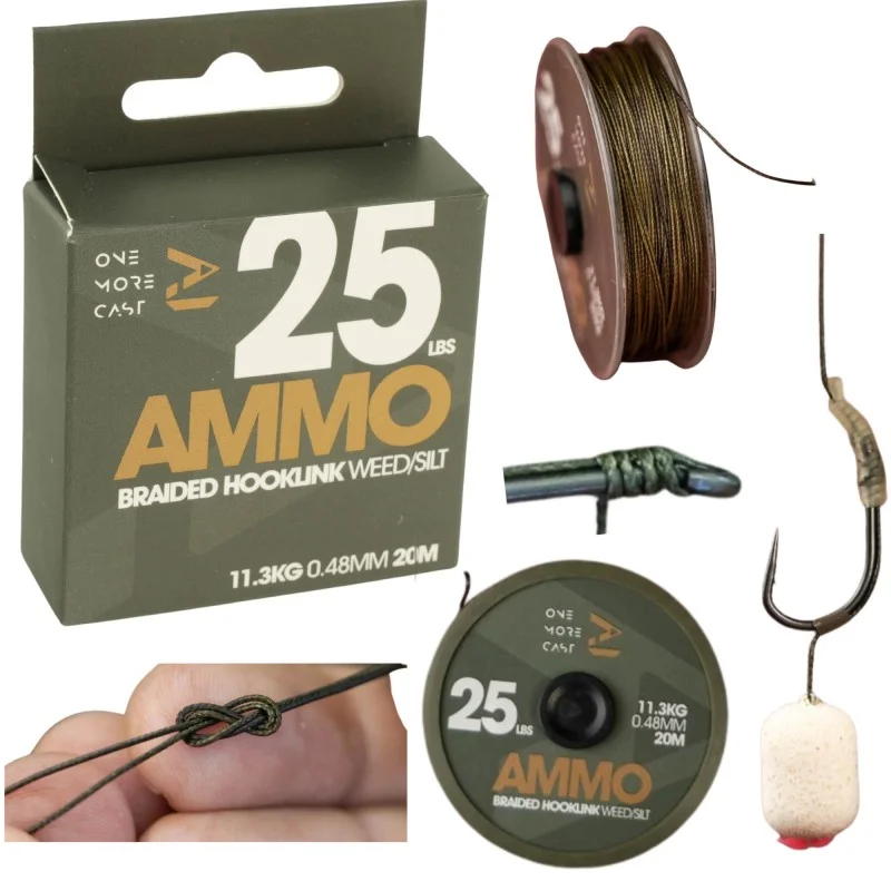 Plecionka W Otulinie One More Cast Ammo Camo Braided Hooklink Weed/ Silt 25lb 20m Bezpieczna płatność
