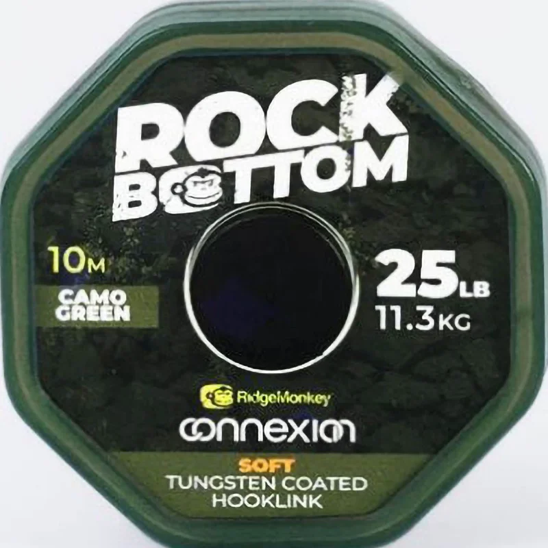 Najlepsza cena Plecionka Przyponowa Ridge Monkey Connexion Rock Bottom Tungsten Soft Coated Hooklink Camo Green 25lb