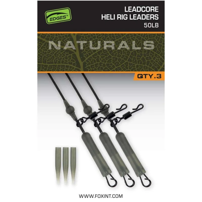 Nie przegap Zestaw Fox Naturals Leadcore Heli Rig Leaders x 3