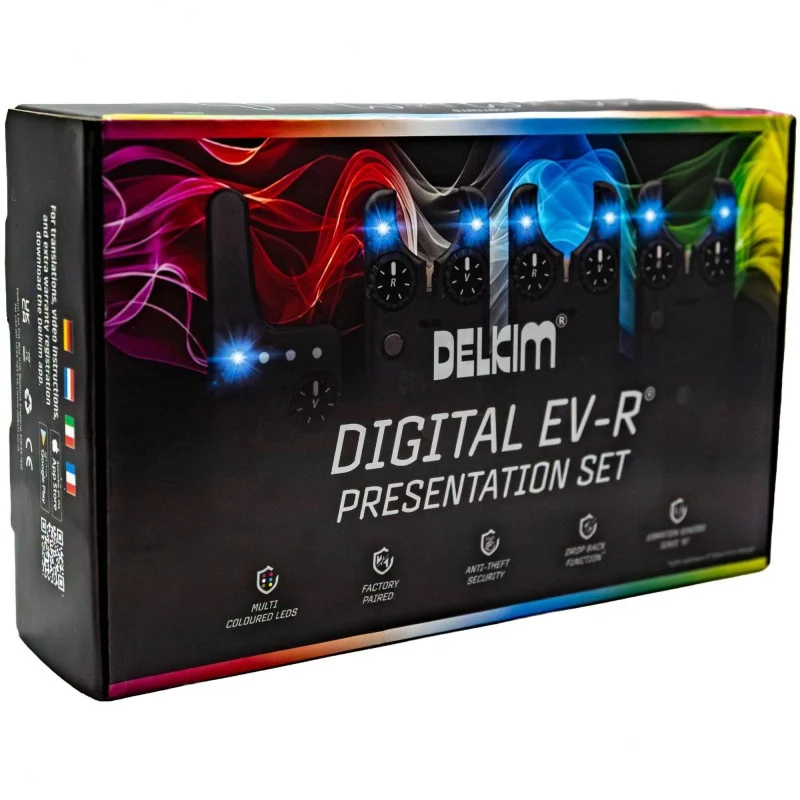 Do wyczerpania zapasów Zestaw Sygnalizatorów Delkim EV-R Presentation Set - Multi Colour - 3 Rod Set