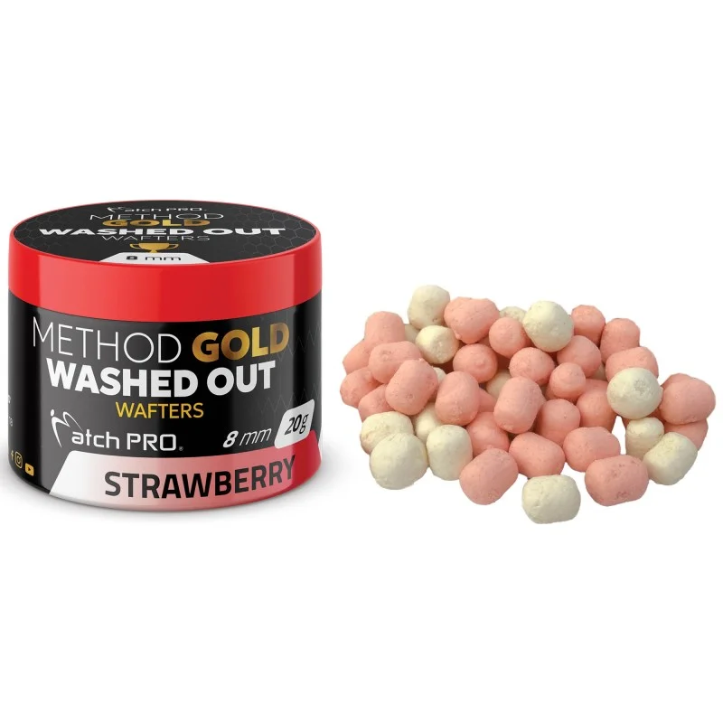 Nie przegap Kulki MatchPro Method Gold Wafters Washed Out Strawberry 8mm 20g