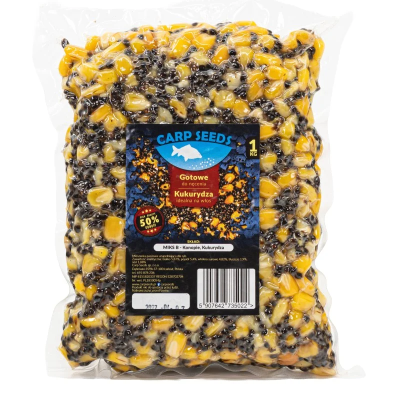 Mix B Ziaren Carp Seeds Konopie Kukurydza 1kg Oferta limitowana