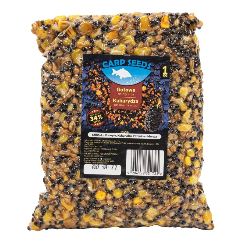 Mix A Ziaren Carp Seeds Konopie Pszenica Kukurydza - Morwa 1kg Hit cenowy