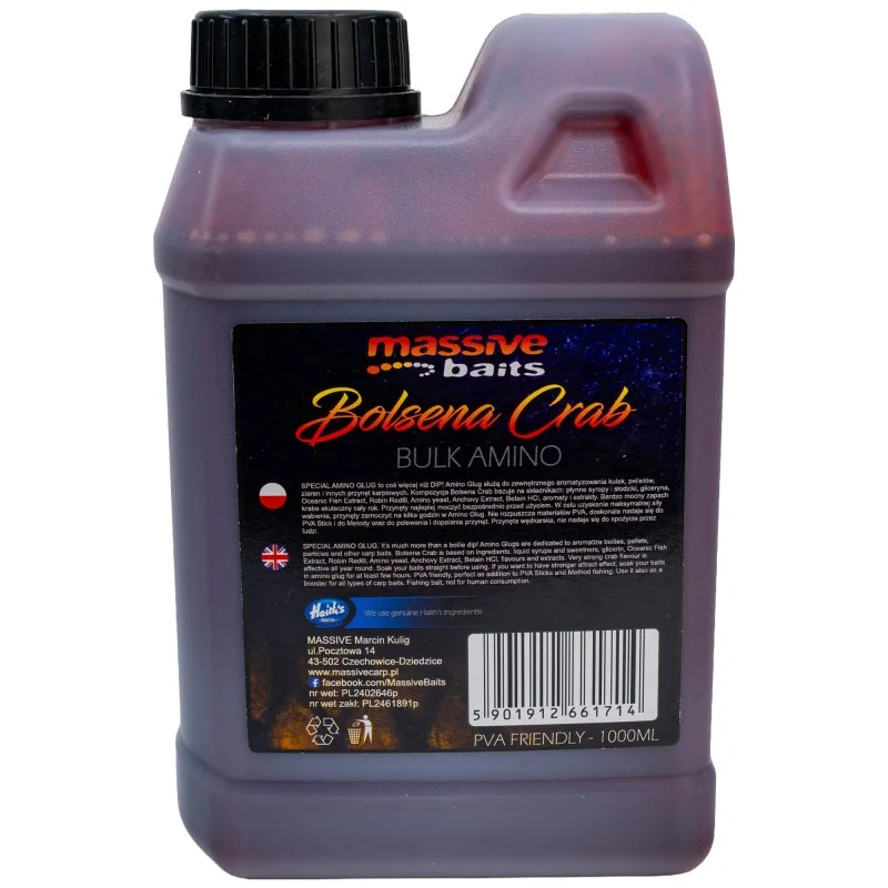 Liquid Massive Baits Bulk Bolsena Crab 1l Łatwy zwrot
