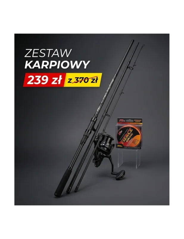 ZESTAW KARPIOWY STRONG CARP 3,60M KOŁOWROTEK 9ŁOŻ Obniżka ceny
