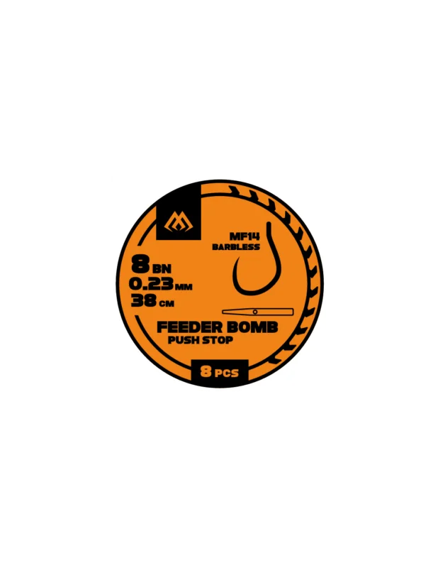 Bezpieczne zakupy Przypony Mikado Feeder Bomb Push Stop 38cm MF14 BEZ ZADZIORA / ŻYŁKA / - roz. 6