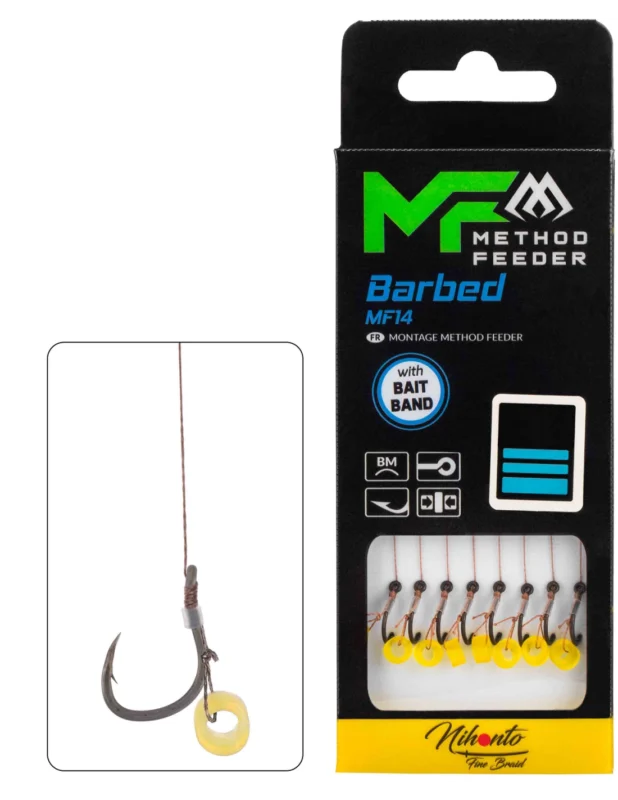 Szybka dostawa PRZYPONY MIKADO METHOD FEEDER NA PLECIONCE MF14 Z Gumką Barbed rozm - 10