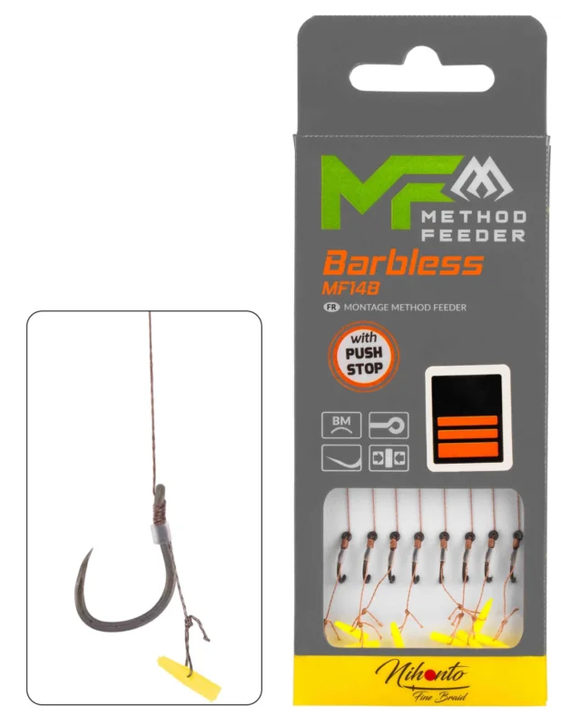 Super okazja PRZYPONY MIKADO METHOD FEEDER NA PLECIONCE MF14 Push Stop BARBLESS rozm - 6