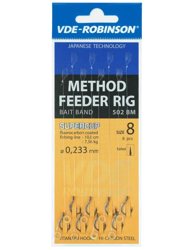 Przypony VDE-Robinson Method Feeder 502BM Barbed / ŻYŁKA / Z Gumką - roz. 12 Tylko do końca tygodnia