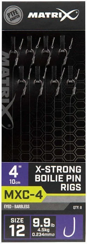 Popularny Przypon karpiowy Matrix MXC-4 Size 12 Barbless / 0.23mm / 4" (10cm) / X-Strong Boilie Pin