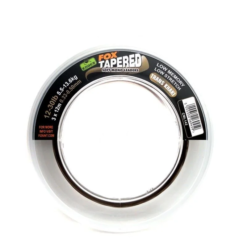 Fox Edges Tapered Leaders 12-30lb Trans Khaki 0.33mm-0.50mm Zniżka