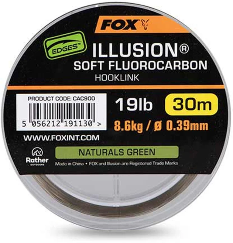 Obniżka ceny Fluorocarbon FOX Carp Illusion Soft 19lb 8.6kg(0.39mm) 30m Naturals Green