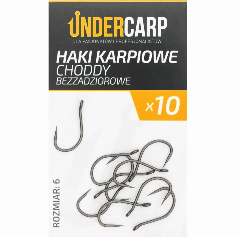 Undercarp Teflonowe haki karpiowe CHODDY bezzadziorowe size 6 Łatwy zwrot