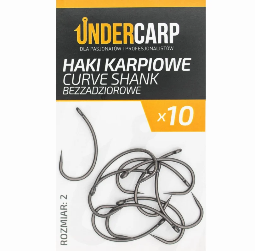 Undercarp Teflonowe haki karpiowe CURVE SHANK bezzadziorowe size 2 Super okazja