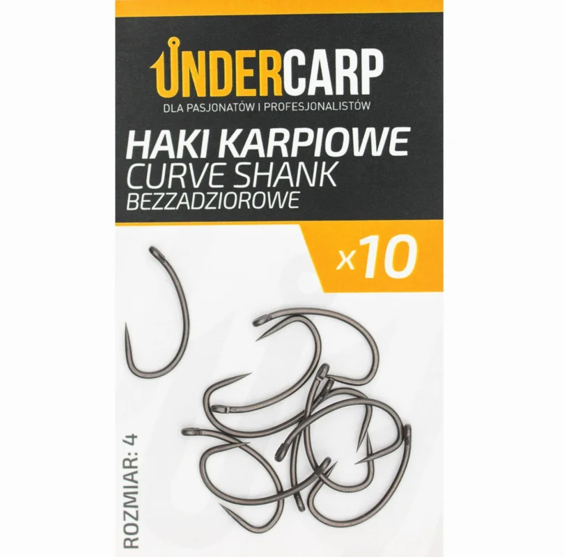 Zamów teraz Undercarp Teflonowe haki karpiowe CURVE SHANK bezzadziorowe size 4