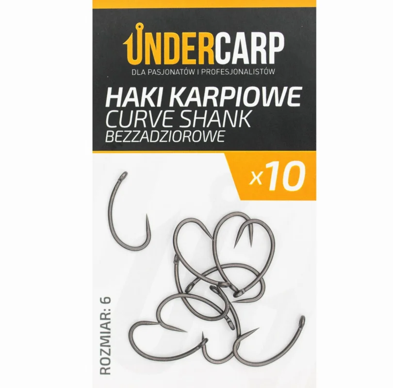 Undercarp Teflonowe haki karpiowe CURVE SHANK bezzadziorowe size 6 Ostatnia szansa