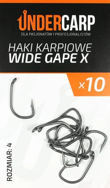 Undercarp Teflonowe haki karpiowe WIDE GAPE X size 4 Ostatnia szansa