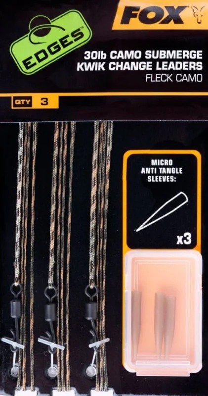 Sprawdź teraz Przypon Fox Edges Submerge Camo Leader Kwik 30lb 3szt