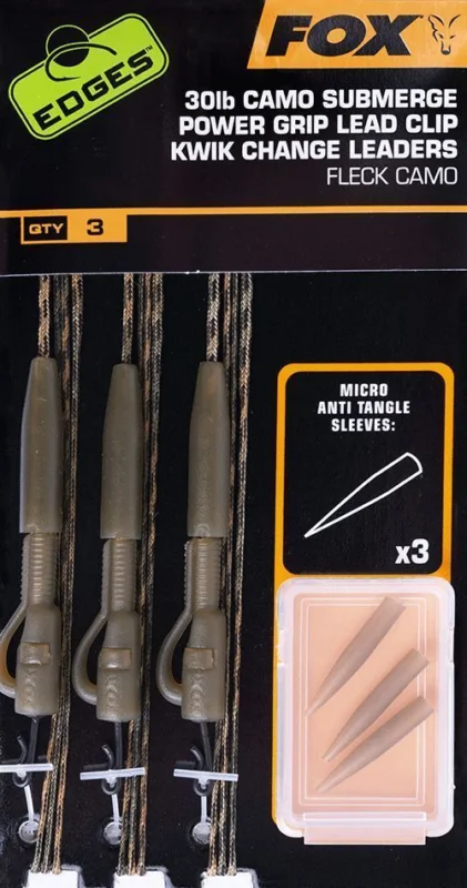 Szybka wysyłka Fox Przypon Submerge Camo Leader Kwik 30lb 75cm 3szt