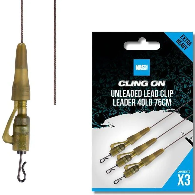 Taniej Gotowy Zestaw Bezpieczny Klipsz Leadcorem Nash Ready Tied Unleaded Lead Clip Leader 75cm