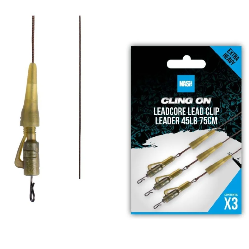 Nie przegap Nash Cling On Leadcore Lead Clip Leader 75cm