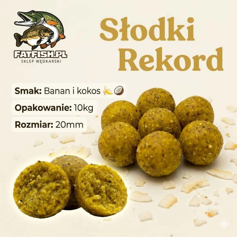 Kulki Zanętowe Słodki Rekord Kokos i Banan 20mm - 10kg Premium