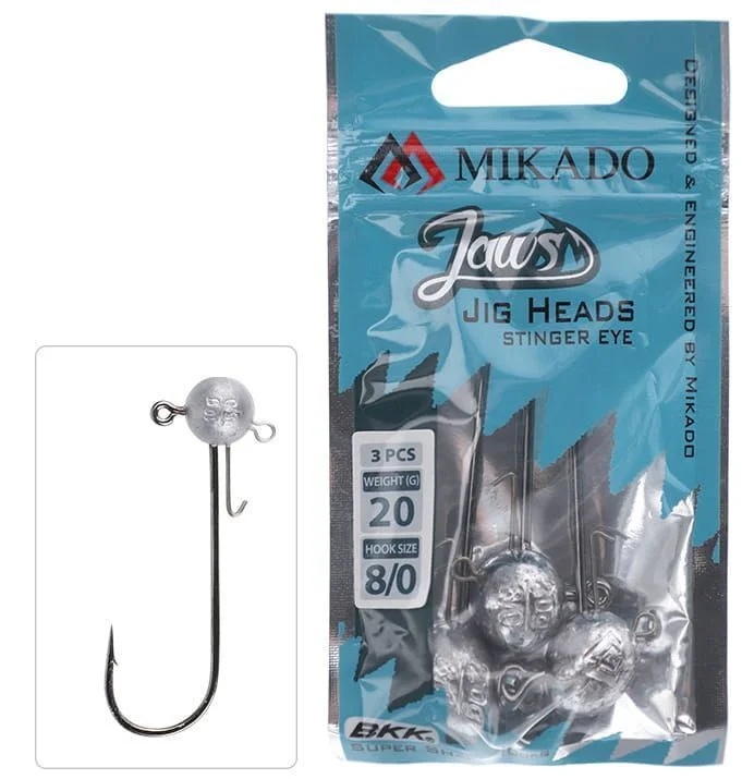 MIKADO - GŁÓWKA JIGOWA - JAWS STINGER EYE 15g-8/0 BN - op.3szt. Wysoka jakość
