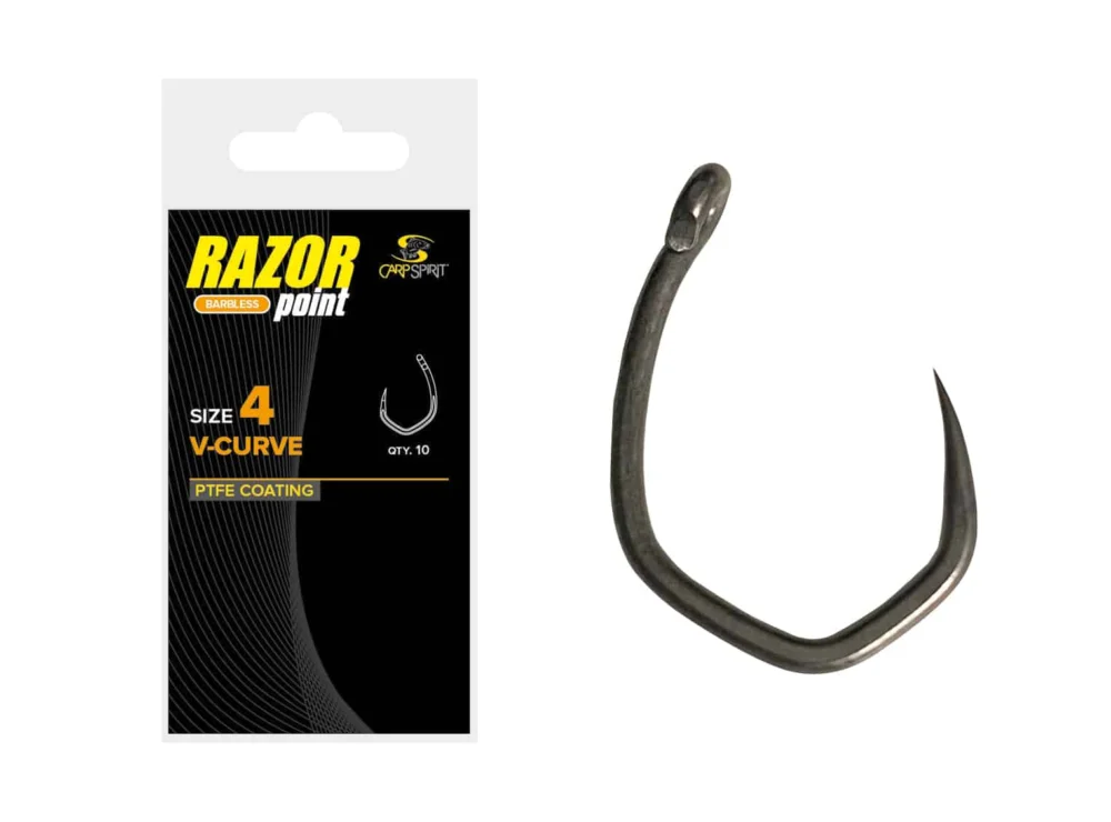 Carp Spirit Haczyki Razor V-Curve Barbless Hook #10 Premium
