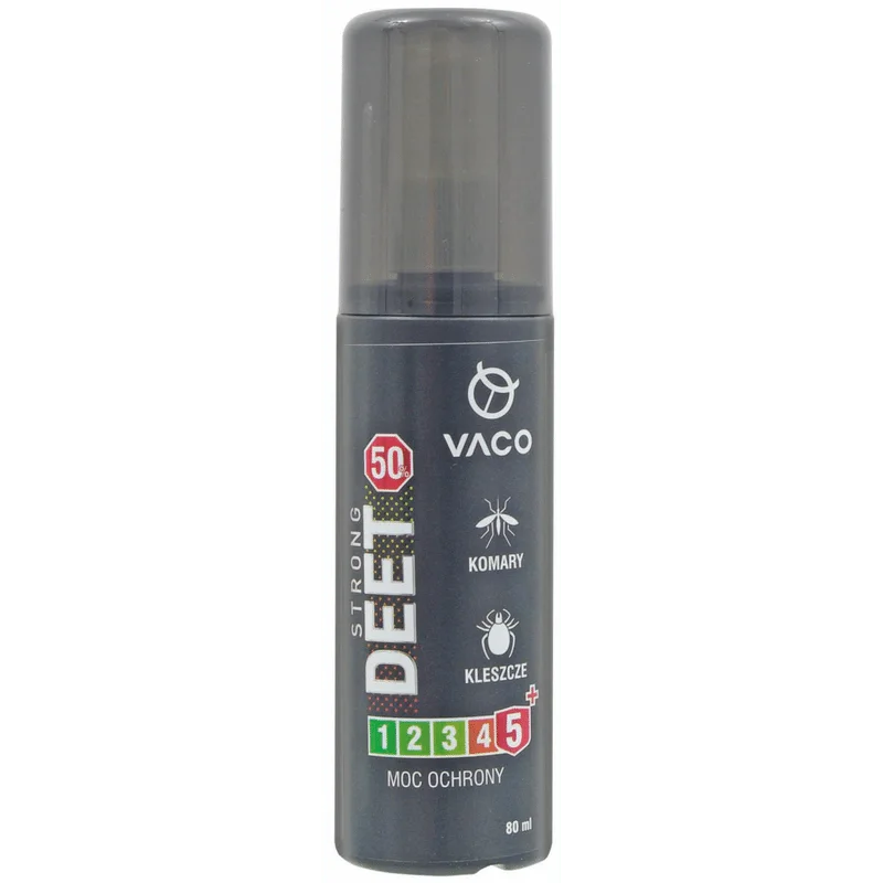 Ograniczona ilość Vaco Strong płyn na komary kleszcze i meszki 50% DEET + Geraniol 80ml