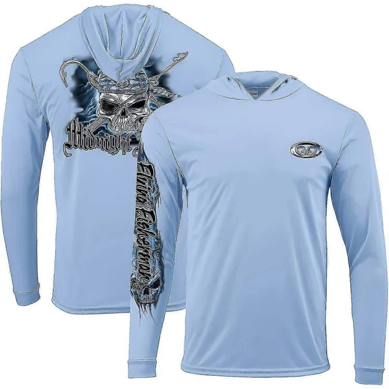 Wyprzedaż FLYING FISHERMAN Koszulka Performance Pullover Hoodie Pirate Skull UPF-50+ rozm. M