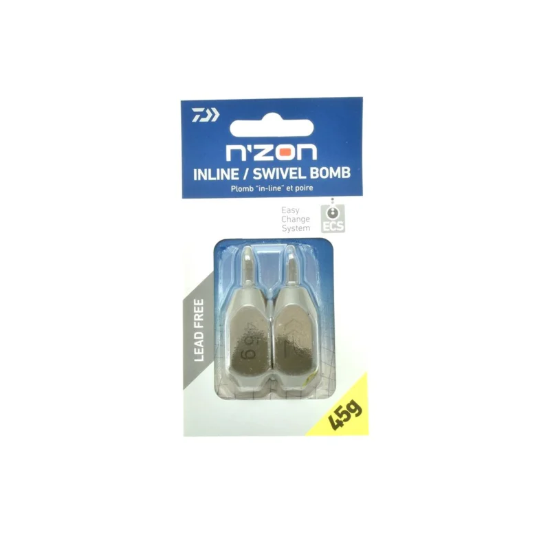 Łatwy zwrot Ciężarek Daiwa N'Zon Inline Swivel Bomb 45g 2szt