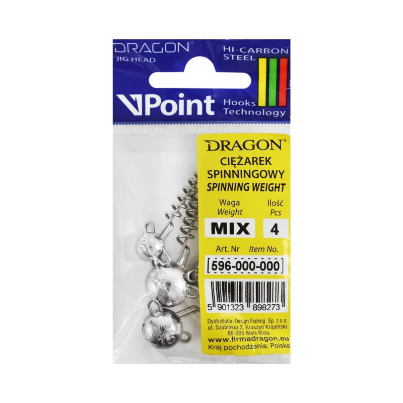 Premium Obciążenie spinningowe Dragon główka z pilotem MIX 4 sztuki