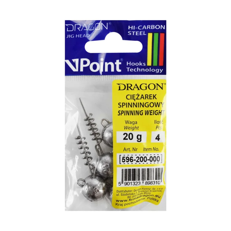 Obciążenie spinningowe Dragon główka z pilotem 20g 4 sztuki Super okazja