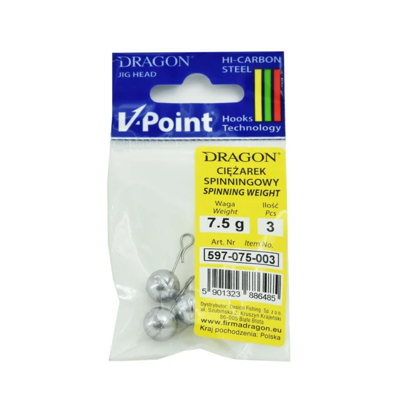 Oferta czasowa Obciążenie spinningowe Dragon otwarta agrafka 7.5g 3 sztuki