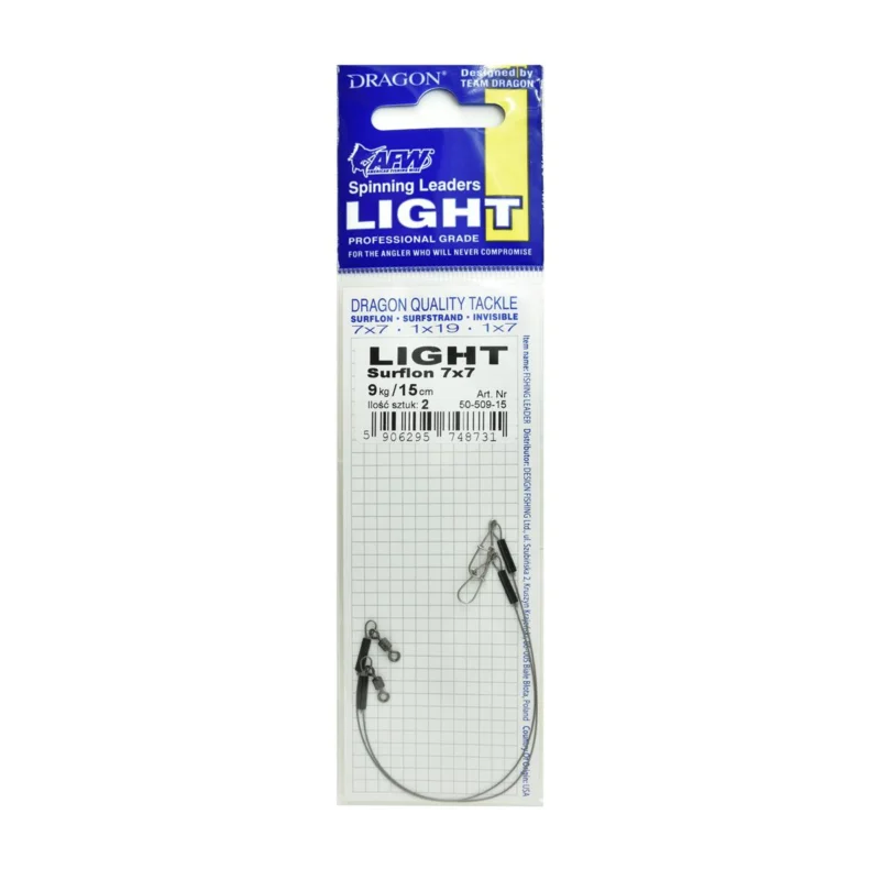 Przypon spinningowy Dragon 7x7 Surflon Light 9kg 15cm 2 sztuki Zniżka