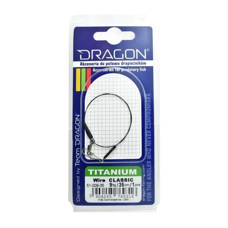 Przypon spinningowy Dragon Titanium 9kg 35cm 1 sztuka Łatwy zwrot